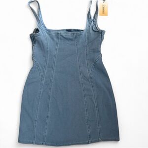 Blue denim mini dress #minidress